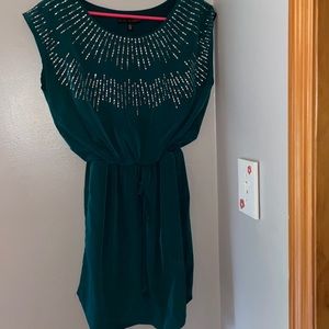 green dress with silver detail